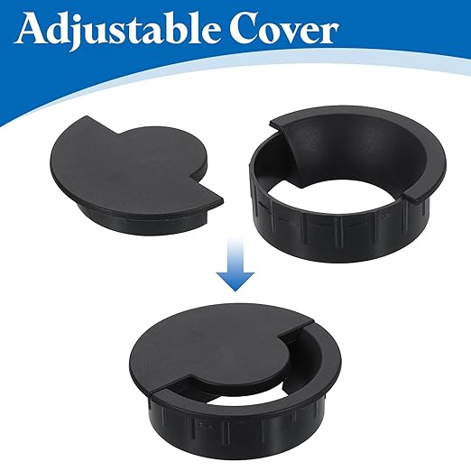 uxcell 6 Pcs Desk Grommet, 60 Mm/2.36 Inch Cable Wire Grommet Organizer, Desk Hole Cover for Home Office Computer Equipment, Black
