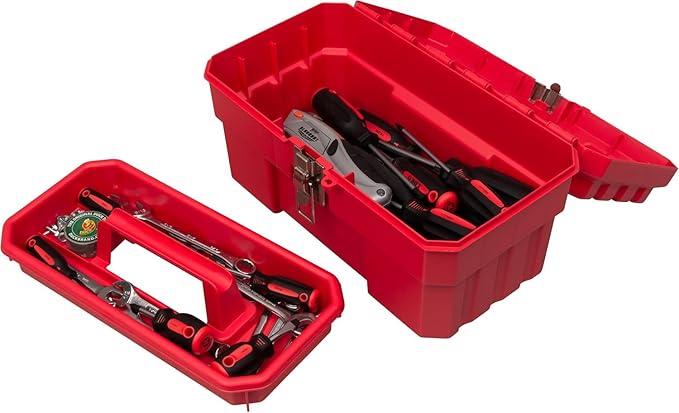 Akro-Mils 09514 ProBox 14-Inch Plastic Toolbox for Tools, Hobby or Craft Storage Toolbox with Removable Tray, 14-Inch x 8-Inch x 8-Inch, Red, 6-Pack