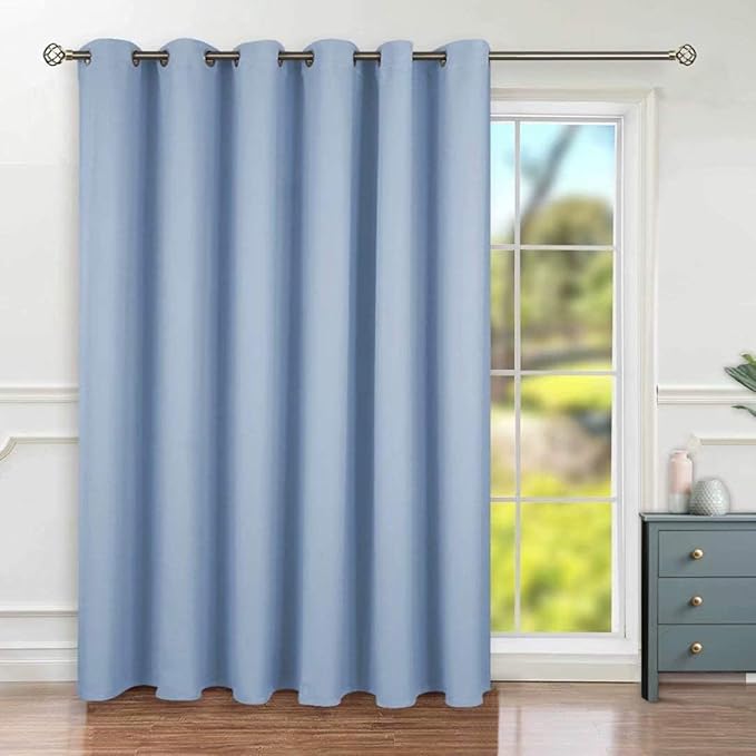 BGment Fashion Sliding Door Curtain 120 X 96 Inches, Wide Thermal Blackout Curtains Room Darkening Room Divider Window Drape, 1 Panel, Spa Blue, 96 Length X Wide 120