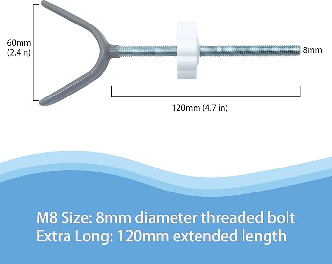 Baby Gate Banister Adapter Y-Spindle Rods - M8(8mm) for Pressure Mounted Baby and Pet Safety Stair Gates with Extra Long Wall Mounting Screws Rod & Bolts (Y-Grey-2 Pack)