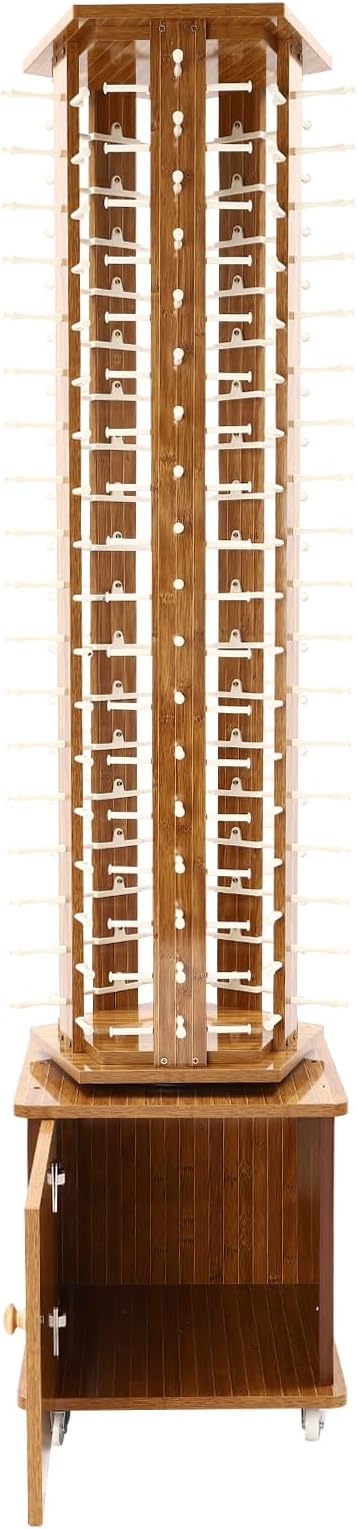 Sunglasses Display Stand, 90 Pairs Wooden 360° Rotating Sunglass Eyeglass Holder Organizer, Glasses Hanger Storage Rack for Retail Commercial Display, L16.9*W15.8*H66.1in, Dark Brown