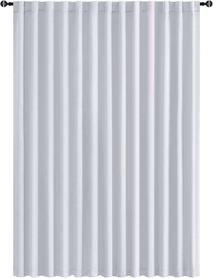 Hiasan Patio Sliding Door Room Divider Curtain Privacy Blackout Thermal Insulated Curtain with Back Tab & Rod Pocket for Bedroom Partition, Living Room Shared Office(100 x 96 Inches, Greyish White)