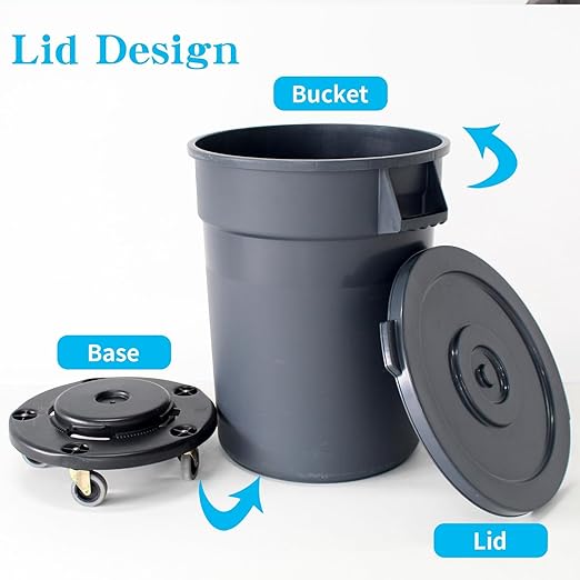 Outdoor Trash Can with Lid, 32 Gallon Trash Can with Lid and Wheels, Heavy-Duty Construction, Perfect Backyard, Deck, or Garage (2 Pack)