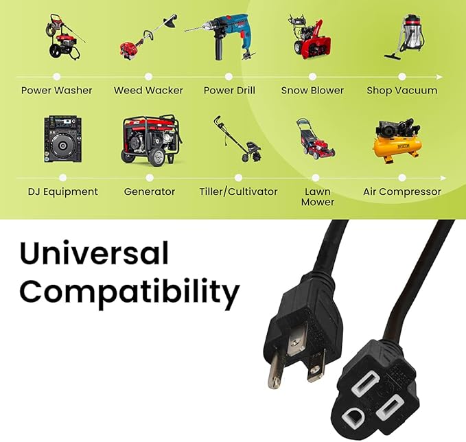 Go Green Power Inc. (GG-14050BK) 12/3 SJTW Outdoor Extension Cord, Black, 50 ft