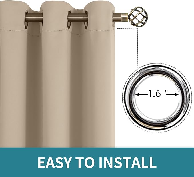 BGment Blackout Curtains - Grommet Thermal Insulated Room Darkening Bedroom and Living Room Curtains, Set of 2 Panels (70 x 84 Inch, Sand)