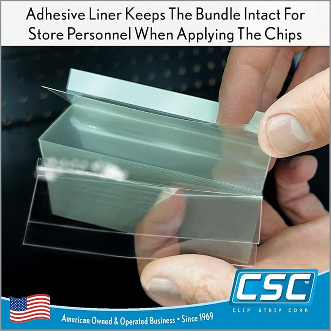 Clip Strip Corp. Price/Data Channel Label Holder Chips, Clear Plastic Tags, 3" L x 1.25" H, 7.5 Mil Thick, Gondola Shelf Edge, Reusable, Made for Point of Purchase Shelf Molding (2000)
