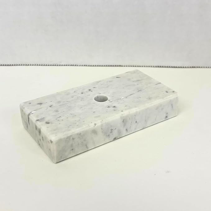 Genuine Marble Trophy Base – Polished Beveled Display Stand with Center Hole, 3/4" Thick, Multiple Sizes for Awards, Crafts & 3D Prints (White Marble, 2x4 inch)