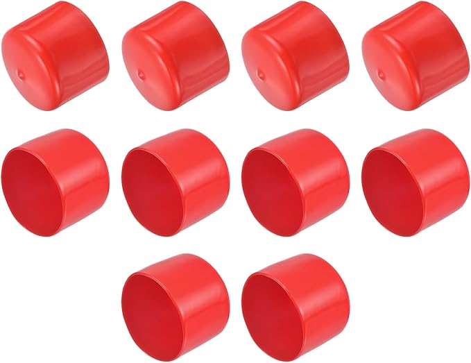 uxcell 10pcs Rubber End Caps 58mm ID Vinyl Round End Cap Cover Screw Thread Protector Red