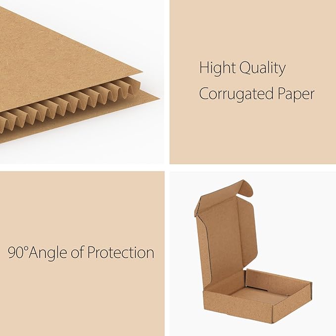 RLAVBL 4x4x1 Small Shipping Boxes Set of 50, Brown Corrugated Cardboard Box for Packing, Mailing, Business