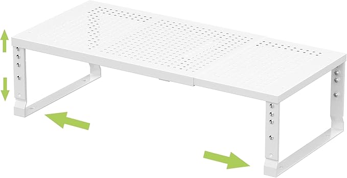 Expandable Adjustable Stackable Kitchen Organizer, Spice Rack,Metal Pantry Storage Shelves Racks,Counter Shelf for Cabinets, Countertop, Cupboard (1 Pack/Large/White)