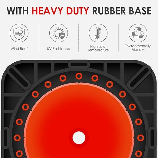 Fluorescent Orange PVC Traffic Cones, Heavy-Duty Black Base Garage Parking Lot Cone Structurally Stable Weatherproof Road Construction Safety Cones (4, Orange, 28" Large)