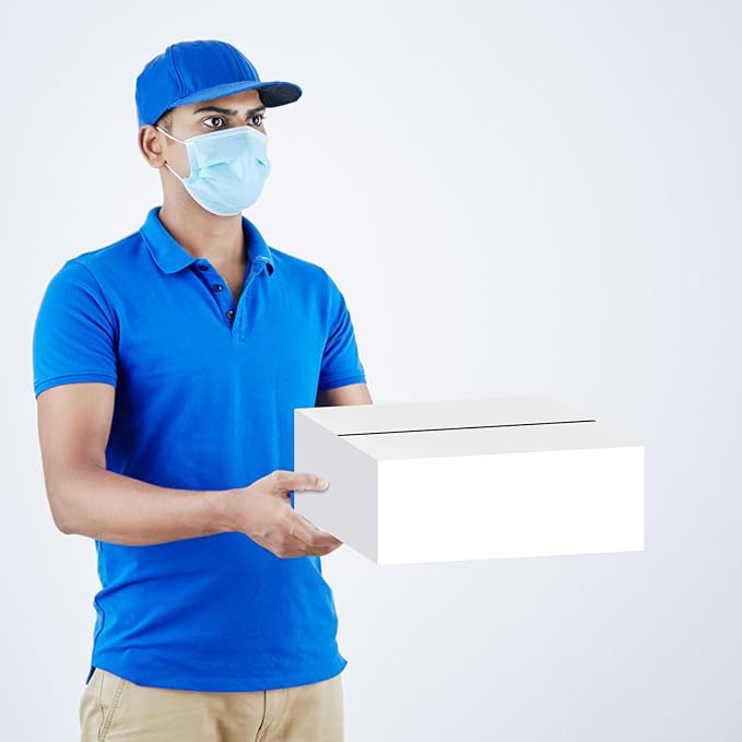 Calenzana 10x6x4 Shipping Boxes Set of 25, White Corrugated Cardboard Box for Mailing Small Business Packing Gifts