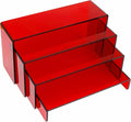 ELEGANTLIFE Acrylic Display Riser,4.3mm Heavy Duty Crystal Display Stand Shelf Layered Aesthetic, Jewelry Display Shelf Risers for Décor,4 Pack Set Multi-color (Red)