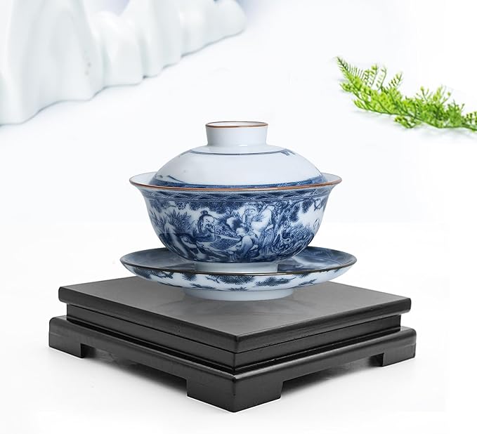 MDEOOSKY Wooden Display Stand Square Wood Display Base Display Risers Square Vase Riser Teapot Aquarium Lamp Base Home Decoration 7.9" W x 7.9" D x 1.7" H (Black)