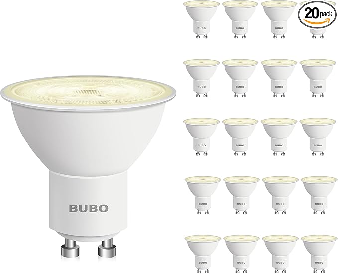 BUBO GU10 LED Bulb 6W Equivalent 50W, 2700K Soft White 650 Lumens, Non-Dimmable GU10 Bulb Replacement for Track Lighting, MR16 LED Bulb for Kitchen, Range Hood, Living Room, Bedroom, 20 Pack