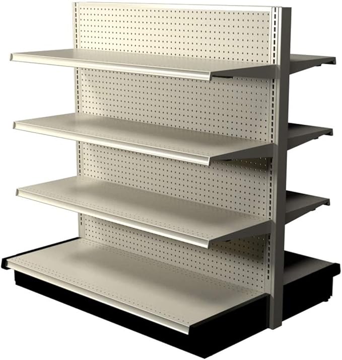 Island Gondola Retail Shelving Display, 8 Shelves Beige [Platinum] Double-Sided 48”W x 54”H x 41”D for Retail Convenience Grocery Office Supply or Liquor Stores, Industrial Grade Made in USA