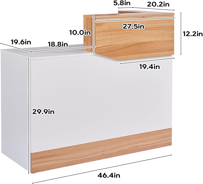 Reception Desk with Counter,Modern Counter Table with Cable Grommet,47 inch Retail Counter for Checkout, Lobby, Beauty Salon,Barber and Small Company (Normal)
