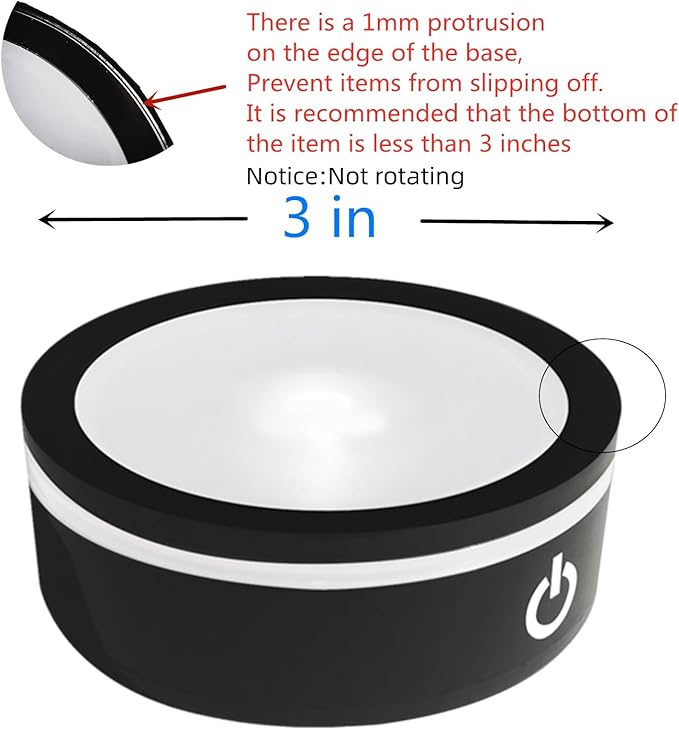 EUSTUMA LED Light Base Non-slip Round Display Stand In A Variety of Colors,Suitable for Glass Crystal Spherical Artwork,Holiday Party Decoration.(Notice:Not rotating)