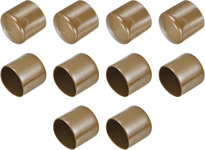uxcell 10pcs Rubber End Caps 45mm(1 3/4") ID Vinyl Round End Cap Cover Screw Thread Protectors Light Brown