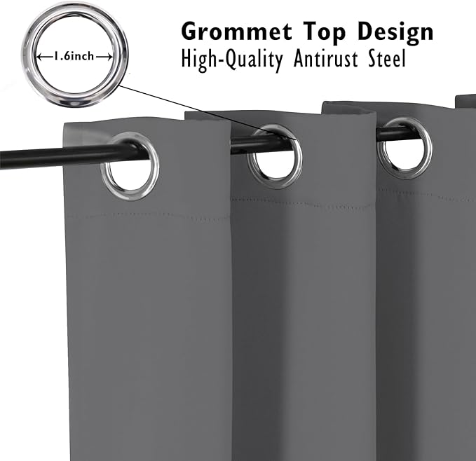 ChrisDowa Blackout Curtains 70 inches Wide for Bedroom - Extra Wide Grommet Thermal Insulated Room Darkening Curtains for Living Room (1 Panel, Grey, 70 x 84 Inch)