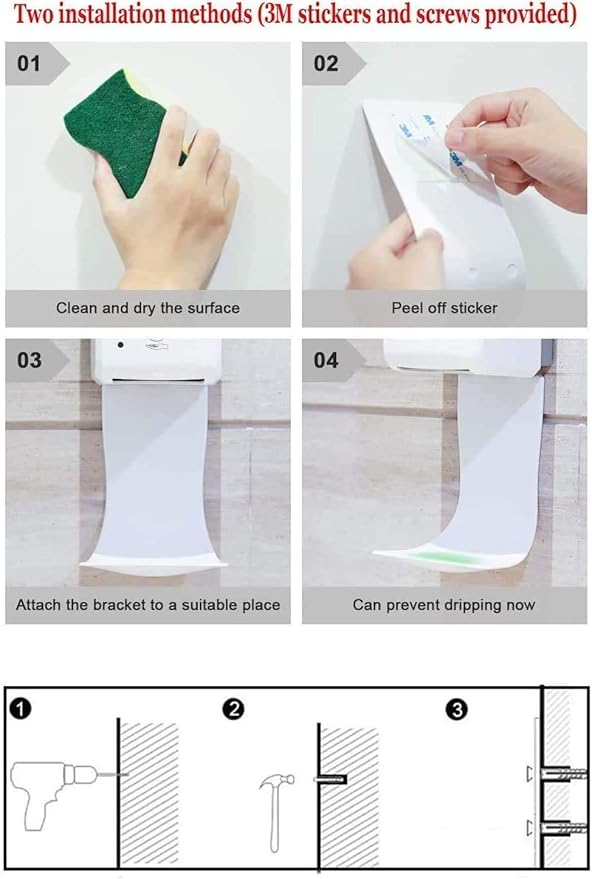 4PCS Drip Tray for Wall Mounted Dispenser, Prevent Dripping and Spraying, Dispenser Stand, Detergent Cup Holder (White)
