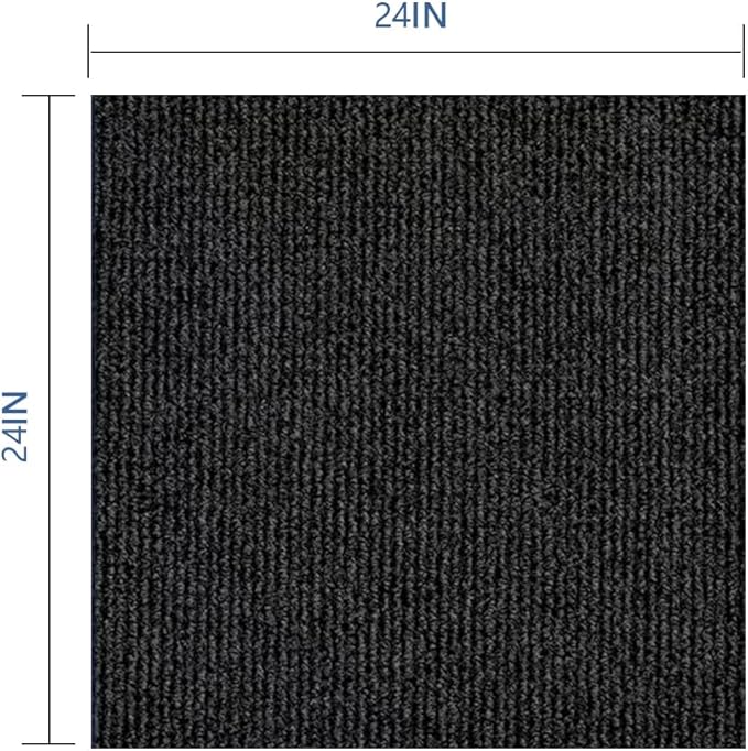 Carpet Tile 24” X 24” Self Adhesive Carpet Floor Tiles Anti-Slip Reusable Carpet Squares Peel and Stick Carpet Floor Tile Easy Install DIY for Bedroom Living Room (11, Black)
