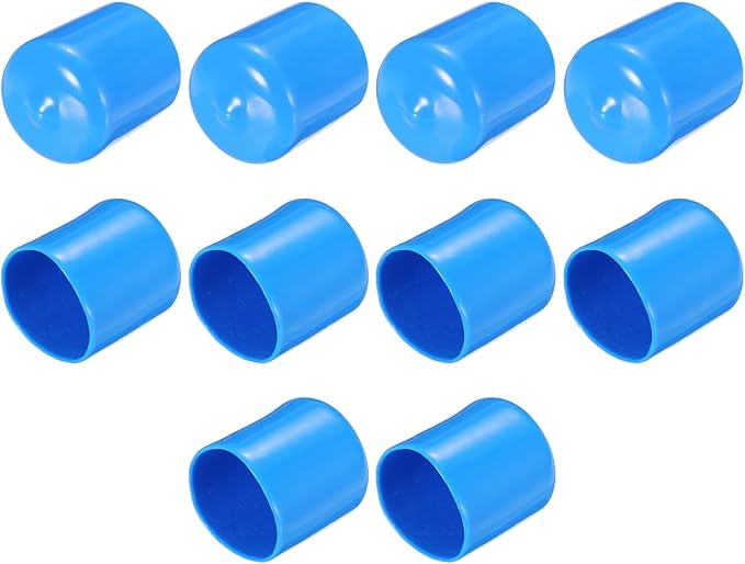 uxcell 10pcs Rubber End Caps 22mm(7/8") ID Vinyl Round End Cap Cover Screw Thread Protectors,Light Blue