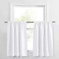 PONY DANCE 30 inch Long Curtains - Small Curtains for Bathroom Windows, Room Darkening Drapes 2 Panel Set Thermal Insulated Window Draperies for Kitchen Home Office, Pure White