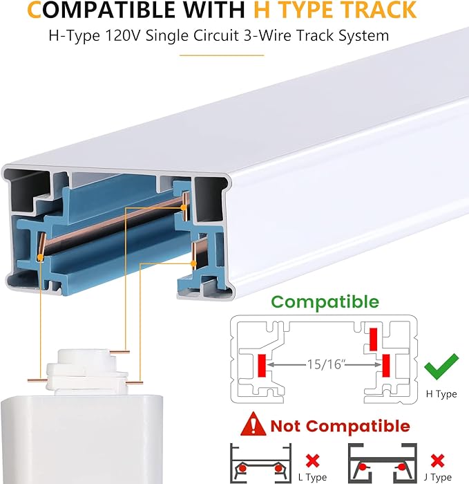 VANoopee 16-Pack 10W Dimmable LED Track Lighting Heads H Type Track Light Replacement Fixtures Bright 4000K Neutral White Ceiling Spotlight for Accent Task Art, Flicker Free CRI90+ 24° 800lm White
