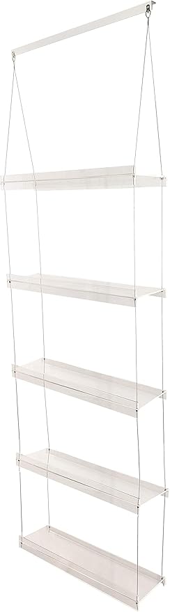 Hanging Acrylic Shelves for Windows (22" Wide, 5 Shelves - 66" Tall)