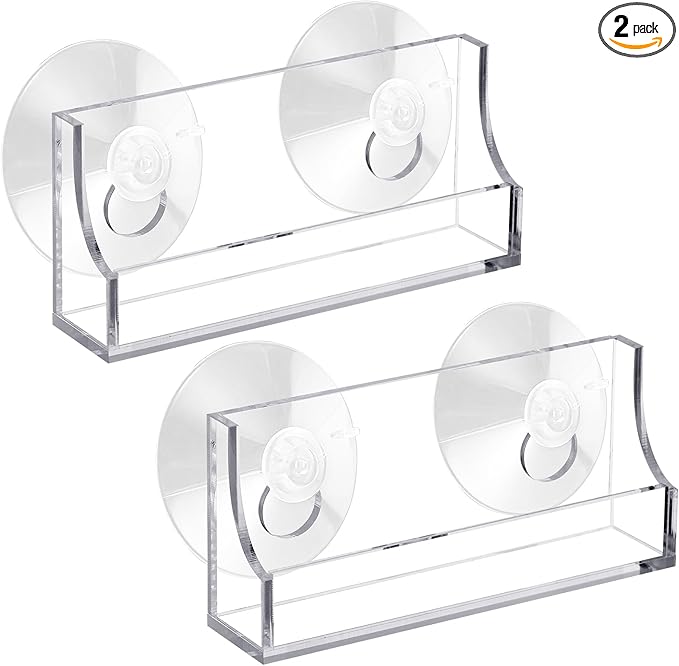 Window Mount Business Card Holder with Suction Cups Acrylic Single Pocket Organizer Clear Card Holder Acrylic Display Storage for Home Office (Pattern)