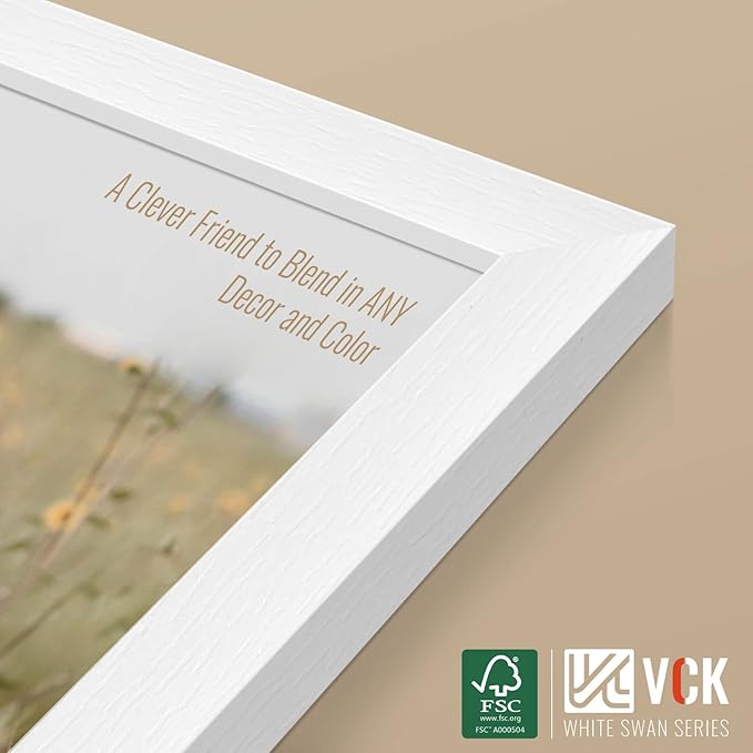 VCK 20x28 Solid Wood Poster Frame Set of 5,Textured Exclusive White Picture Frames, Wall Hanging