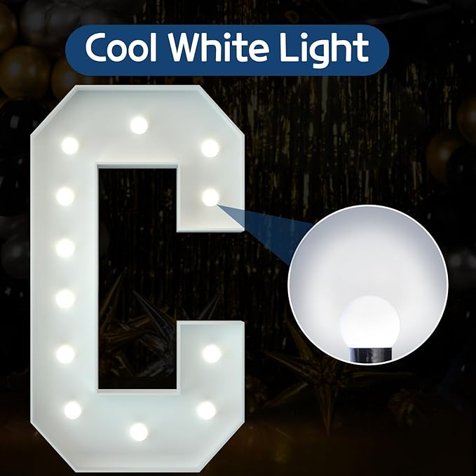 Marquee Letters 4 Feet Tall Large Light Up Letters Baby Shower Decorations Wedding Engagement Happy birthday White Party Decorations Marry Me Sign Big Cardboard Backdrop C