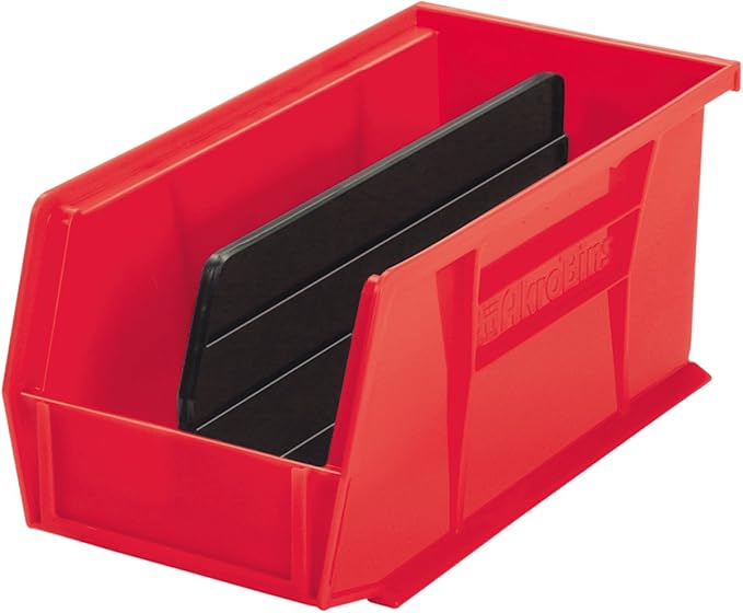 Akro-Mils 40239 Plastic Length Dividers for AkroBins Stackable Storage Bins Model 30239, Custom Storage Inserts for Tools, Crafts & Supplies, 6-Pack, Black