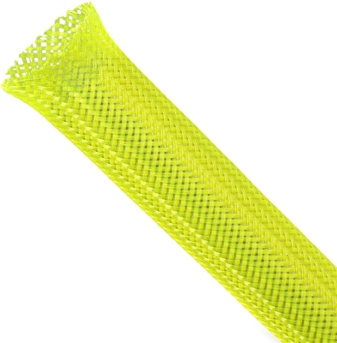 Braided Expandable Cable Sleeve, PET Wire Loom, Flexible Mesh Sleeving Cord Management for TV, Computer, Home Theater, Automotive, Protect Cat from Chewing Cords (Yellow, 3/8" x 100ft)