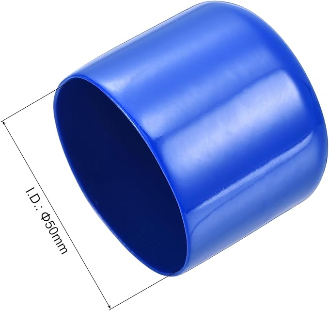uxcell 4pcs Rubber End Caps 50mm(2") ID Vinyl Round Tube Bolt Cap Cover Screw Thread Protectors Blue, 40mm Height