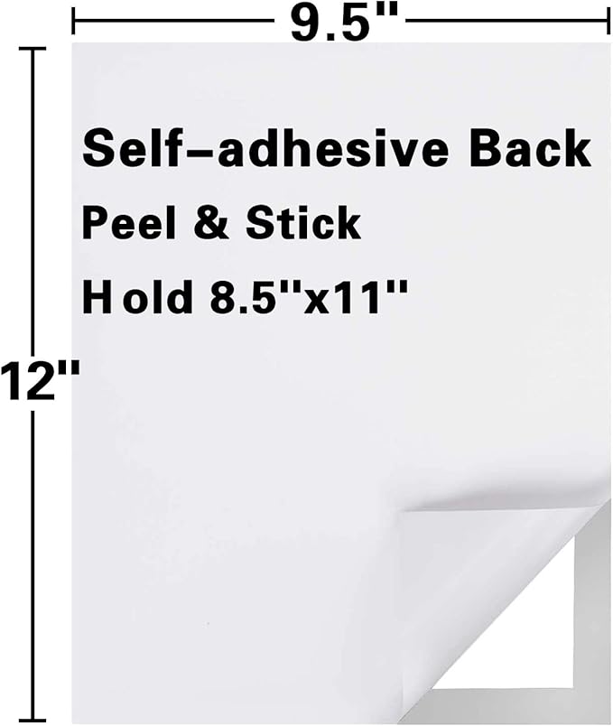 Window Sign Holder 8.5x11'' - Plastic Picture Frames - Double Sided and Adhesive for Wall/Door/Refrigerator/Cupboard Display Frame,Silver,Pack of 2