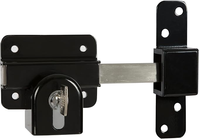 GateMate Long Throw Gate Lock, Euro Profile Keyed Alike Gate Lock for Sheds, Gates & Garage Doors, Keyed Both Sides, 316 Stainless Steel, for Wooden Gates & Doors Up to 2” (50mm), 5 Keys