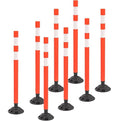 BESEA 8PCS 36" Traffic Delineator Posts with Detachable Base & High-Visibility Reflective Collars,Orange Flexible Safety Cones for Driveway, Parking Lot, Roadway, and Work Zone