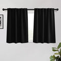 KGORGE Short Blackout Curtains 45 inch Length, Privacy Thermal Insulated Curtains Light Blocking Noise Reducing Window Drapes for Living Room Kitchen, W52 x L45 inches, Black, 2 Panels