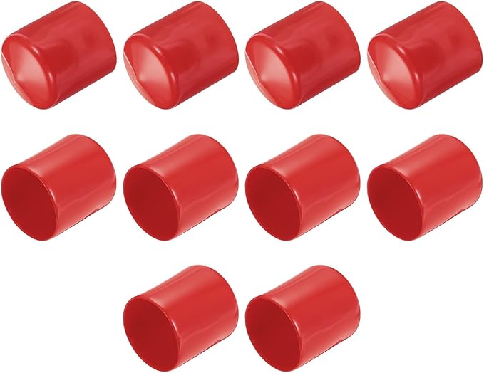 uxcell 10pcs Rubber End Caps 37mm(1 1/2") ID Vinyl Round End Cap Cover Screw Thread Protectors Red