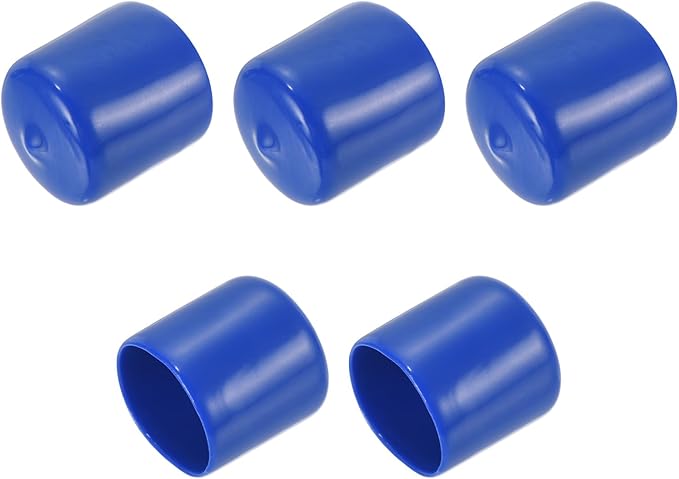 uxcell 5pcs Rubber End Caps 25mm ID Vinyl Round Tube Bolt Cap Cover Screw Thread Protectors Blue