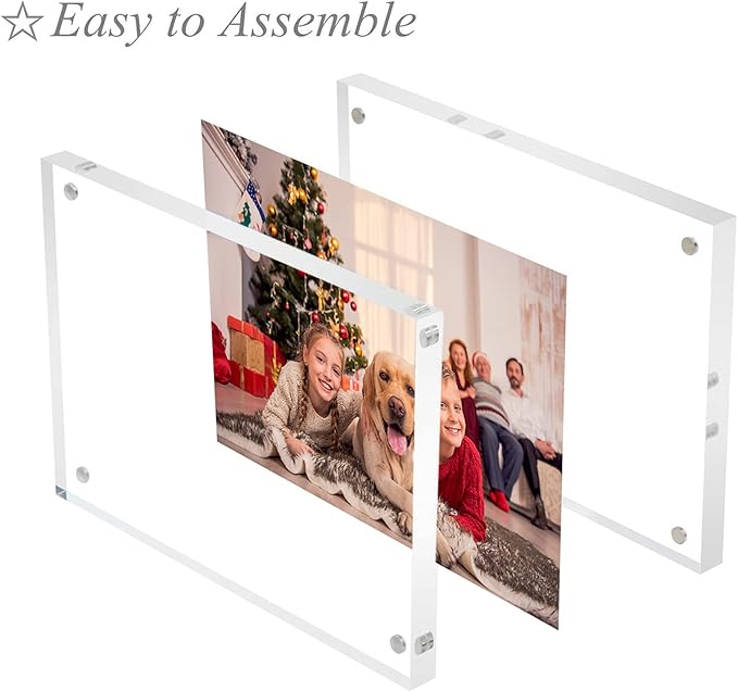 NIUBEE 5x7 Acrylic Picture Frame 5 Pack, 20% Thicker Block Clear Double Sided Photo Postcard Display