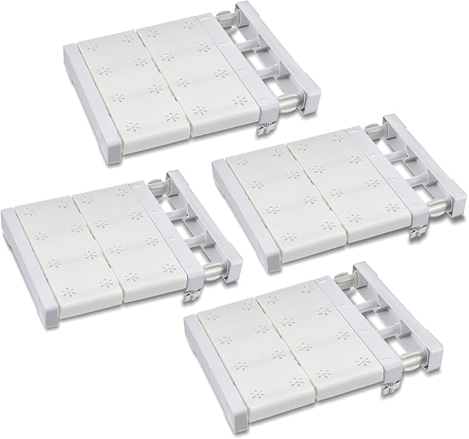Gerrii 4 Pcs Closet Tension Shelf Rod Expandable Shelf Locker Organizer Adjustable Metal Storage Rack Scalable Layered Divider Separator for Cabinet Wardrobe Kitchen Bathroom (10.83''-17.91'')