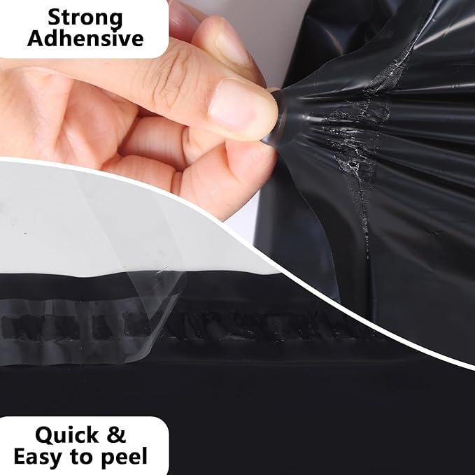 200Pack 19x24" Black Poly Mailers - Self Sealing, Waterproof & Tear-Resistant Shipping Envelopes for E-Commerce, Clothing, Books & Small Business