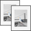 Frametory, 16x20 Metal Picture Frame with Mat for 11x14 Picture & Real Glass, Aluminum Photo Frame Collection (Black, 2 Pack)