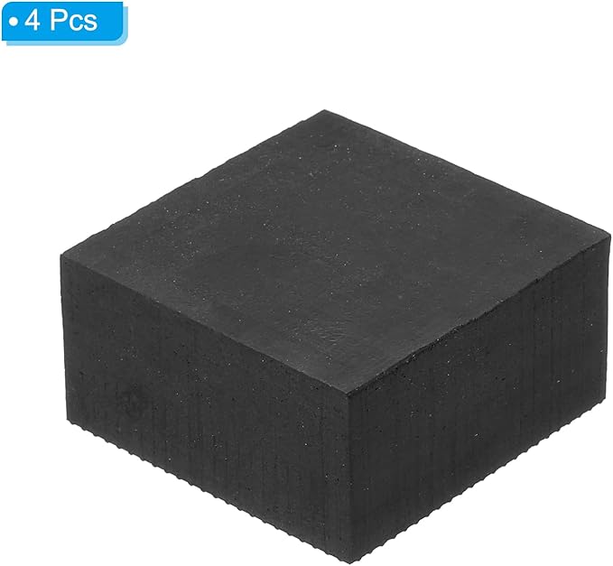 PATIKIL Rubber Anti-Vibration Pads, 4 Pcs Square Vibration Isolation Mats 1.97" x 1.97" x 1" for HVAC, Air Conditioner, Air Compressor, Washer, Dryer, Black