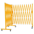 GYMTIME Expandable Metal Barricade Gate, Portable Safety Barrier with Casters, Folding Security Gate, Mobile Retractable Fence, 0-180 Degree Rotating, 23.6 Feet, Yellow