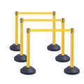 6 Pack Yellow Crowd Control Stanchions with 10FT Retractable Belts, Water Filled Base Posts, Barrier System for Lines, Events, and Public Spaces