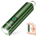 Blukar Rechargeable EDC Flashlight, Mini Keychain Flash Light with 3 Lighting Modes, Memory Function, Waterproof, Compact and Portable Pocket Light for Everyday Carry, Emergency,Camping-Dark Green